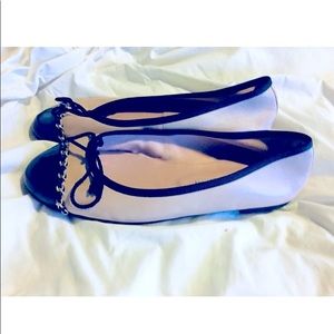Pretty Ballerinas Nude Black Cap Toe  Shoe 6.5/7